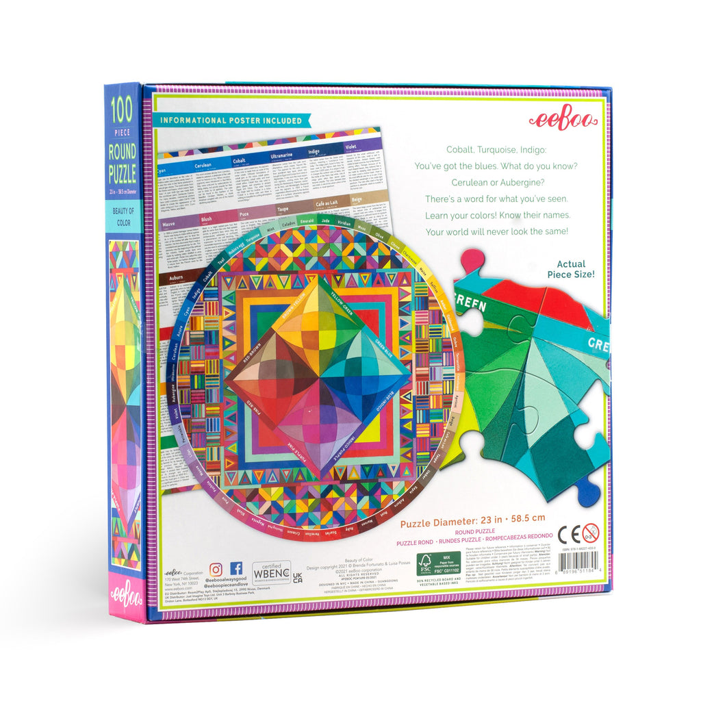 Beauty of Colour 100pc Round Puzzle, by eeBoo