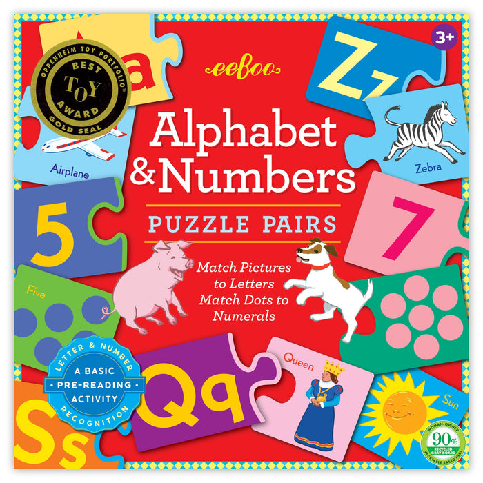 Alphabet & Numbers Puzzle Pairs, by eeBoo