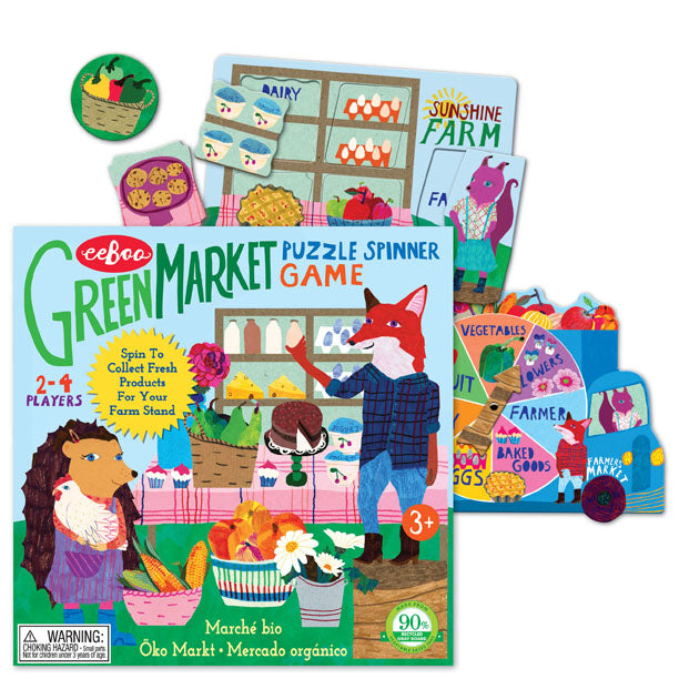 Green Market Puzzle Spinner Game, by eeBoo
